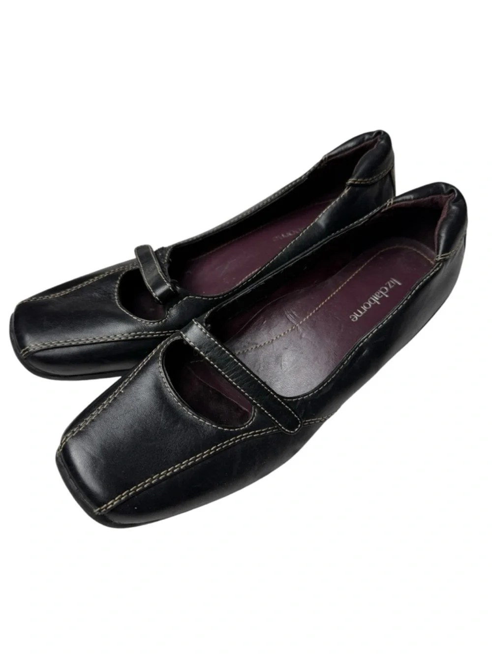 VTG Liz Claiborne Andy Black Leather Women's Loafer Shoes SZ 8.5 Slip On Preppy